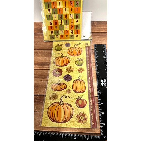 Fall Harvest Embellishment Value Pack Stickers Tags Ribbons buttons Scrapbooking - Picture 5 of 7